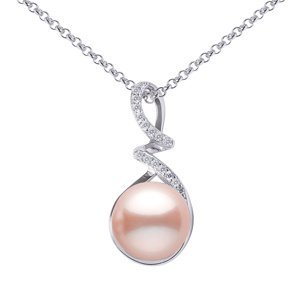 Strieborný náhrdelník Lena s pudrovou perlou a Brilliance Zirconia