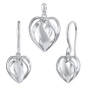 Strieborná súprava šperkov srdce Layla - náušnice a prívesok