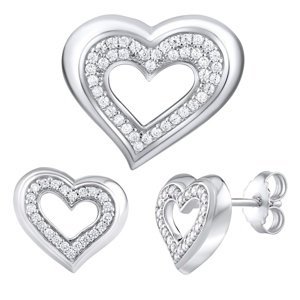 Strieborná darčeková súprava šperkov v tvare srdca