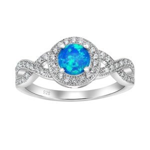 Strieborný prsteň CHERIE s modrým opálom veľkosť obvod 53 mm