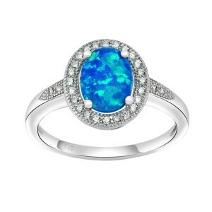 Strieborný prsteň LUNA s modrým opálom veľkosť obvod 55 mm