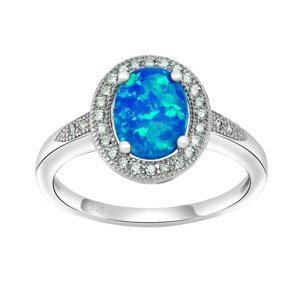 Strieborný prsteň LUNA s modrým opálom veľkosť obvod 53 mm