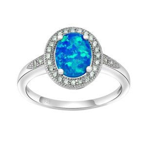 Strieborný prsteň LUNA s modrým opálom veľkosť obvod 48 mm