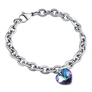 Oceľový náramok Srdce 14mm so Swarovski® Crystals Vitrail Light