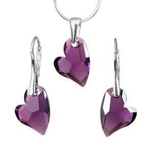 Strieborná súprava Srdce Devoted 2 U 17mm Amethyst so Swarovski® Crystals