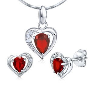 Strieborná súprava šperkov pre ženy červené srdce