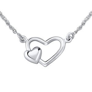 Strieborný náhrdelník dvojité srdce
