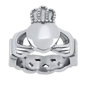 Oceľový prsteň Claddagh - AKCIA veľkosť obvod 57 mm