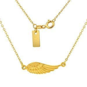 Strieborný náhrdelník pozlátený s príveskom anjelské krídlo