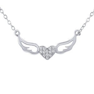 Strieborný náhrdelník okrídlené srdce Miley s Brilliance Zirconia