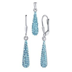 Strieborná súprava šperkov kvapky 22 mm so Swarovski® Crystals modrá