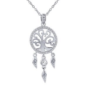 Strieborný náhrdelník Tokana s príveskom lapača snov so stromom života