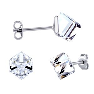 Strieborné náušnice kocky Swarovski® Crystals 6 mm Crystal CAL