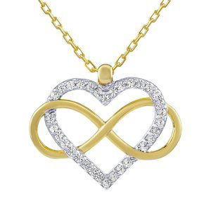 Strieborný/pozlátený náhrdelník Belisa srdca a Infinity s Brilliance Zirconia