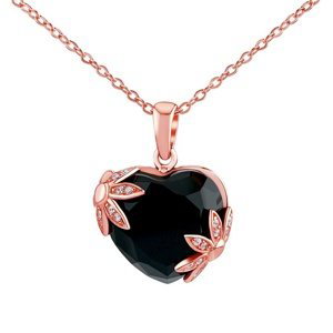 Strieborný/ pozlátený náhrdelník Trabl s Brilliance Zirconia v tvare srdca