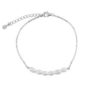 Strieborný náramok Adora s pravými bielymi perlami - 17+3 cm