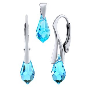 Strieborná súprava šperkov Jessie v tvare kvapky Swarovski® Crystals Aquamarine