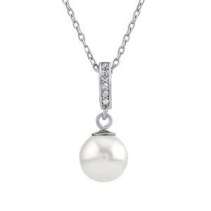 Strieborný náhrdelník s bielou perlou Swarovski® Crystals 8mm
