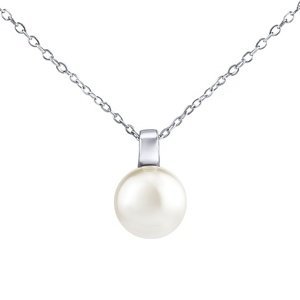 Strieborný náhrdelník s bielou perlou Swarovski® Crystals 12 mm
