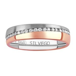 Snubný strieborný prsteň Rose pozlátený ružovým zlatom s Brilliance Zirconia veľkosť obvod 50 mm