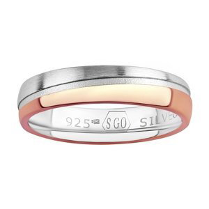 Snubný strieborný prsteň Rose pozlátený ružovým zlatom veľkosť obvod 55 mm