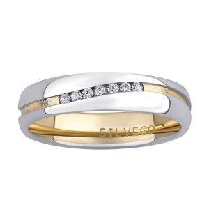 Snubný strieborný prsteň MARIAGE pozlátený žltým zlatom s Brilliance Zirconia veľkosť obvod 58 mm