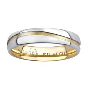 Snubný strieborný prsteň MARIAGE pozlátený žltým zlatom veľkosť obvod 55 mm