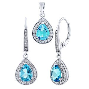 Strieborná súprava šperkov BRISA s pravým modrým Topazom a Brilliance Zirconia