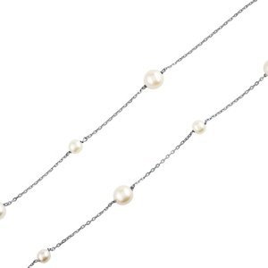 Strieborný náhrdelník s bielymi perlami Swarovski® Crystals
