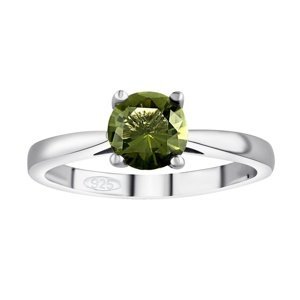 Strieborný prsteň Edera s pravým Vltavínom veľkosť obvod 52 mm
