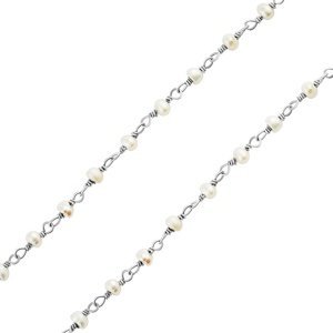 Strieborný náhrdelník s prírodnými bielymi perlami Arika