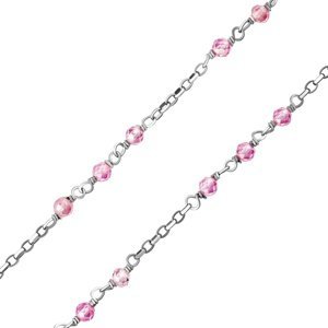 Strieborný náhrdelník Marina 42 + 5cm - ružový