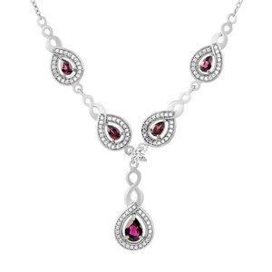 Luxusný strieborný náhrdelník Nelope s pravými granátmi a Brilliance Zirconia