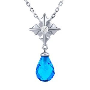 Strieborný náhrdelník Julie so svetlo modrými a čírymi Brilliance Zirconia - 42+5 cm