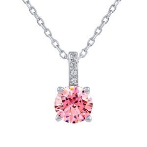 Strieborný náhrdelník so svetlo ružovými Swarovski® Zirconia 7 mm