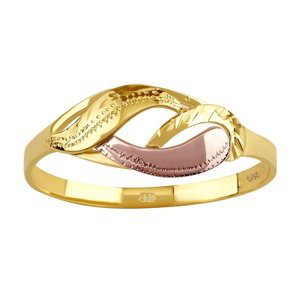 Zlatý prsteň s ručným rytím Kaira zo žltého a ružového zlata veľkosť obvod 60 mm