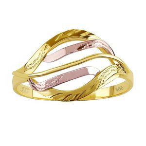 Zlatý prsteň s ručným rytím Adele zo žltého a ružového zlata veľkosť obvod 54 mm