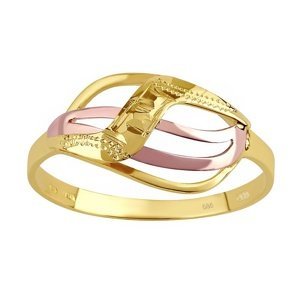 Zlatý prsteň s ručným rytím Rhea zo žltého a ružového zlata veľkosť obvod 55 mm