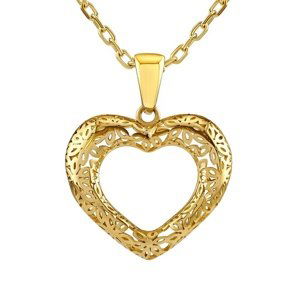 Zlatý náhrdelník Anfisa s brúseným srdcom zo žltého zlata