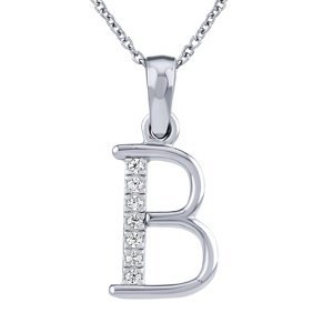 Strieborný náhrdelník s príveskom písmena B s Brilliance Zirconia