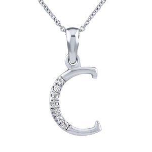 Strieborný náhrdelník s príveskom písmena C s Brilliance Zirconia
