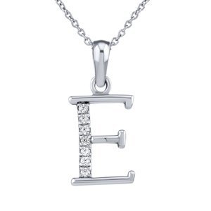 Strieborný náhrdelník s príveskom písmena E s Brilliance Zirconia