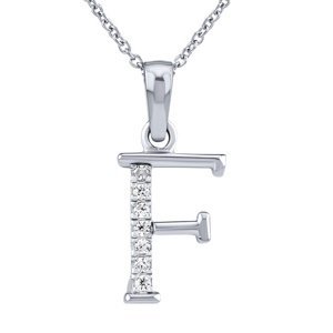 Strieborný náhrdelník s príveskom písmena F s Brilliance Zirconia