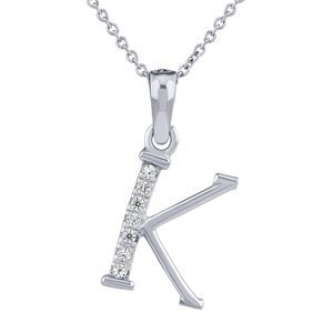 Strieborný náhrdelník s príveskom písmena K s Brilliance Zirconia