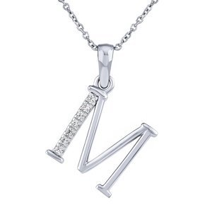 Strieborný náhrdelník s príveskom písmena M s Brilliance Zirconia