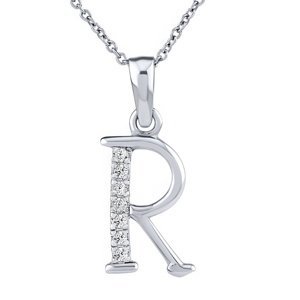 Strieborný náhrdelník s príveskom písmena R s Brilliance Zirconia