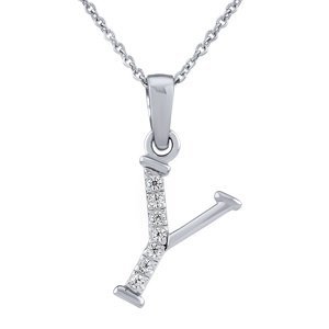 Strieborný náhrdelník s príveskom písmena Y s Brilliance Zirconia
