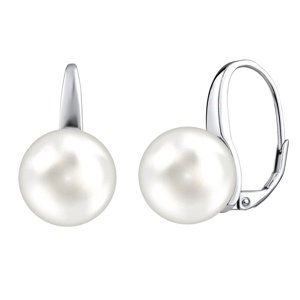 Strieborné náušnice s bielou perlou Swarovski® Crystals 12 mm