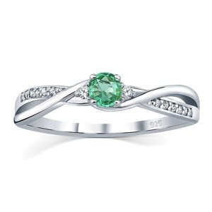 Strieborný prsteň s pravým Smaragdom a Brilliance Zirconia veľkosť obvod 53 mm