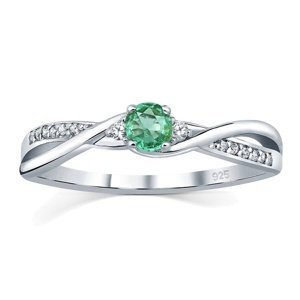 Strieborný prsteň s pravým Smaragdom a Brilliance Zirconia veľkosť obvod 61 mm